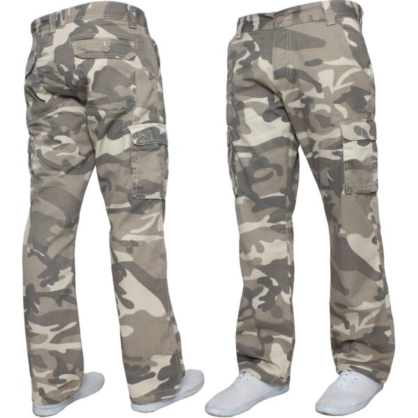 Kruze Mens Military Combat Work Trousers Camouflage Cargo Camo Army Casual Pants In Beige