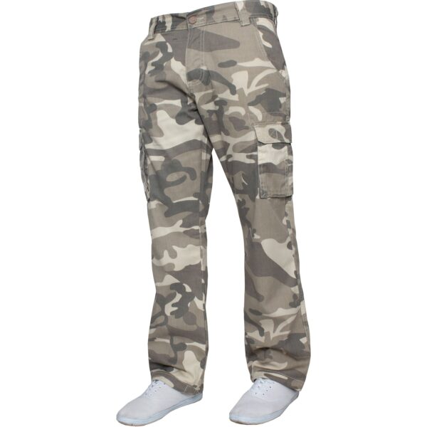 Kruze Mens Military Combat Work Trousers Camouflage Cargo Camo Army Casual Pants In Beige - Image 2