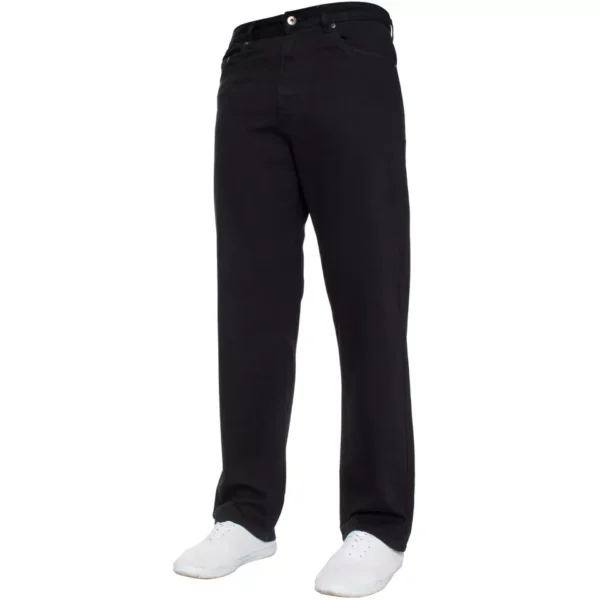 Mens Jeans Straight Leg Regular Fit Heavy Denim Trouser Pants In Black - Image 2