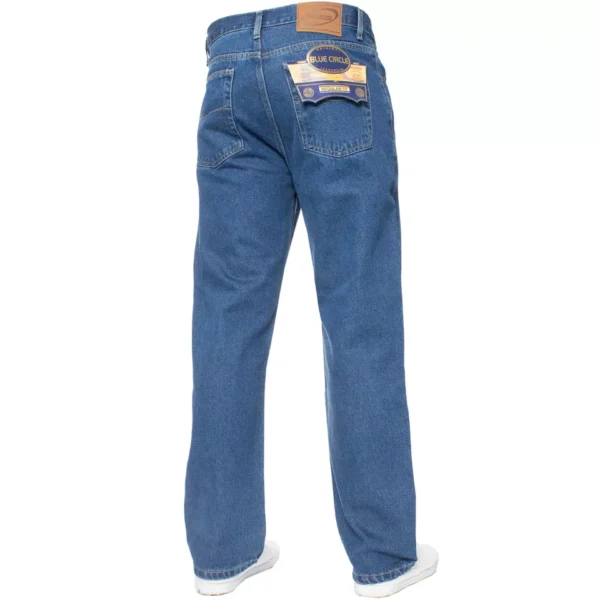 Mens Jeans Straight Leg Regular Fit Heavy Denim Trouser Pants In Stone Wash - Image 3