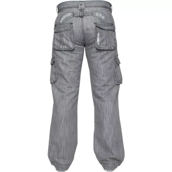 Enzo Mens Cargo Combat Jeans Denim Trouser Casual Work Pants In Grey - Image 5