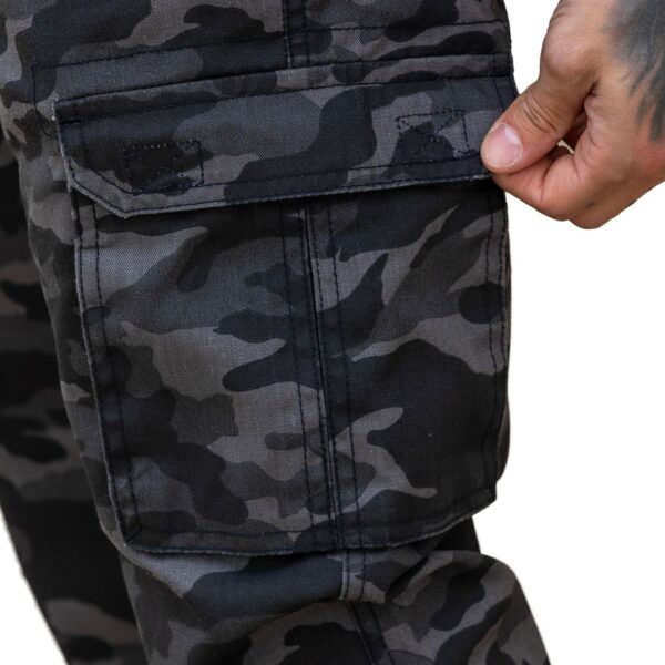 Kruze Mens Military Combat Work Trousers Camouflage Cargo Camo Army Casual Pants In Dark Grey - Image 7