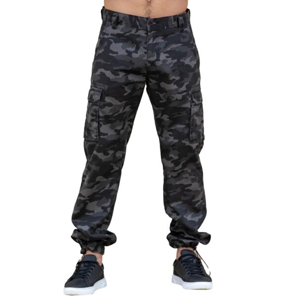 Kruze Mens Military Combat Work Trousers Camouflage Cargo Camo Army Casual Pants In Dark Grey - Image 2