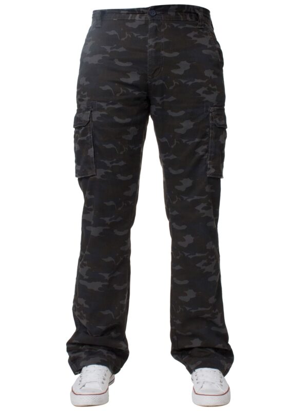 Kruze Mens Military Combat Work Trousers Camouflage Cargo Camo Army Casual Pants In Dark Khaki - Image 5