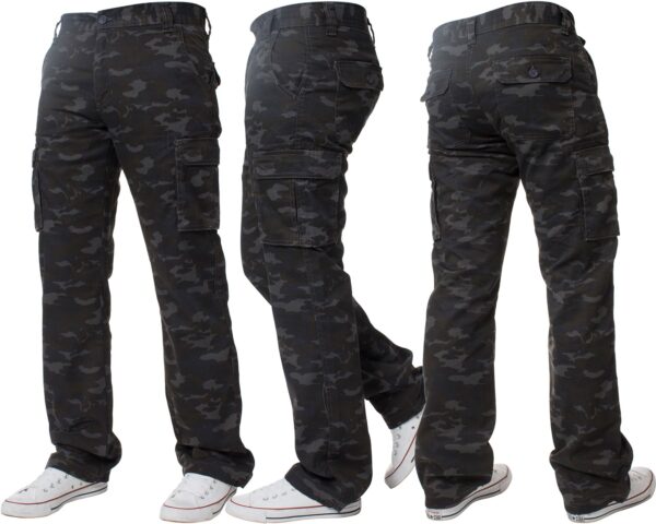 Kruze Mens Military Combat Work Trousers Camouflage Cargo Camo Army Casual Pants In Dark Khaki