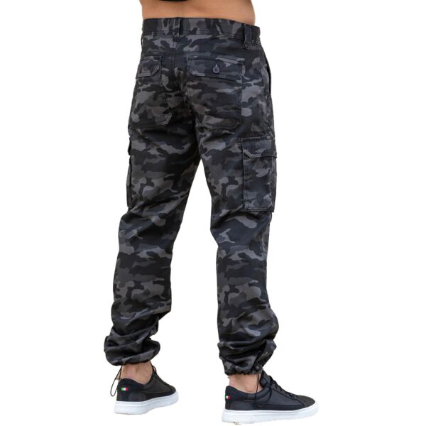 Kruze Mens Military Combat Work Trousers Camouflage Cargo Camo Army Casual Pants In Dark Grey - Image 3