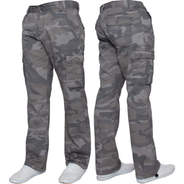 Kruze Mens Military Combat Work Trousers Camouflage Cargo Camo Army Casual Pants In Grey