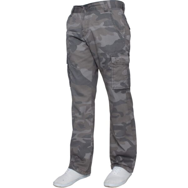 Kruze Mens Military Combat Work Trousers Camouflage Cargo Camo Army Casual Pants In Grey - Image 2