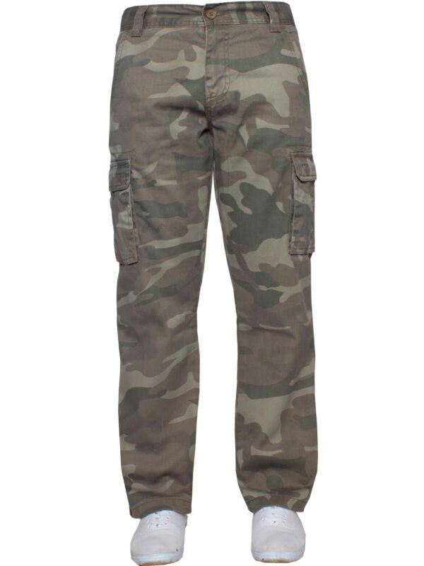 Kruze Mens Military Combat Work Trousers Camouflage Cargo Camo Army Casual Pants In Khaki - Image 6