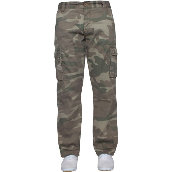 Kruze Mens Military Combat Work Trousers Camouflage Cargo Camo Army Casual Pants In Khaki - Image 3